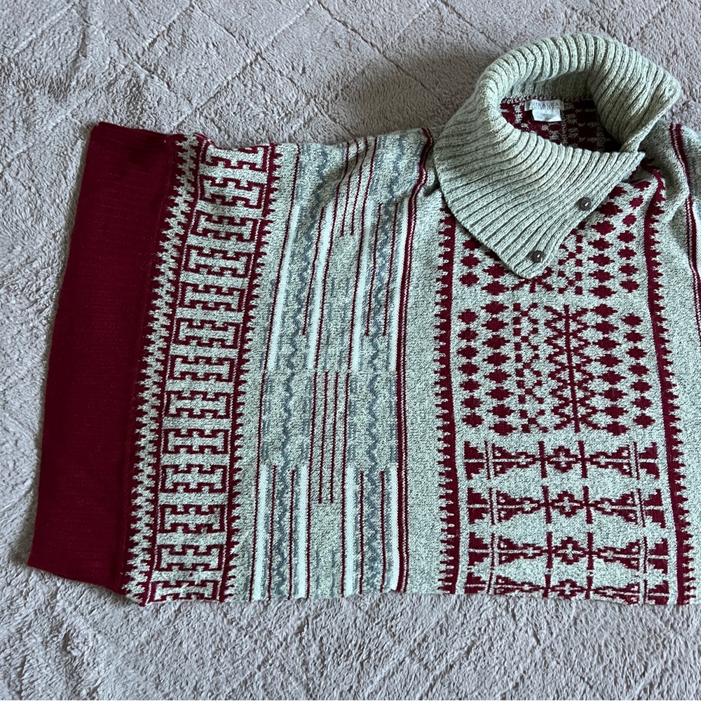 Shiraleah Chicago Acrylic Blend Turtleneck Poncho Preppy Western Aztec One Size